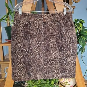 Chaps Snake Skin Patterned Jean Skirt